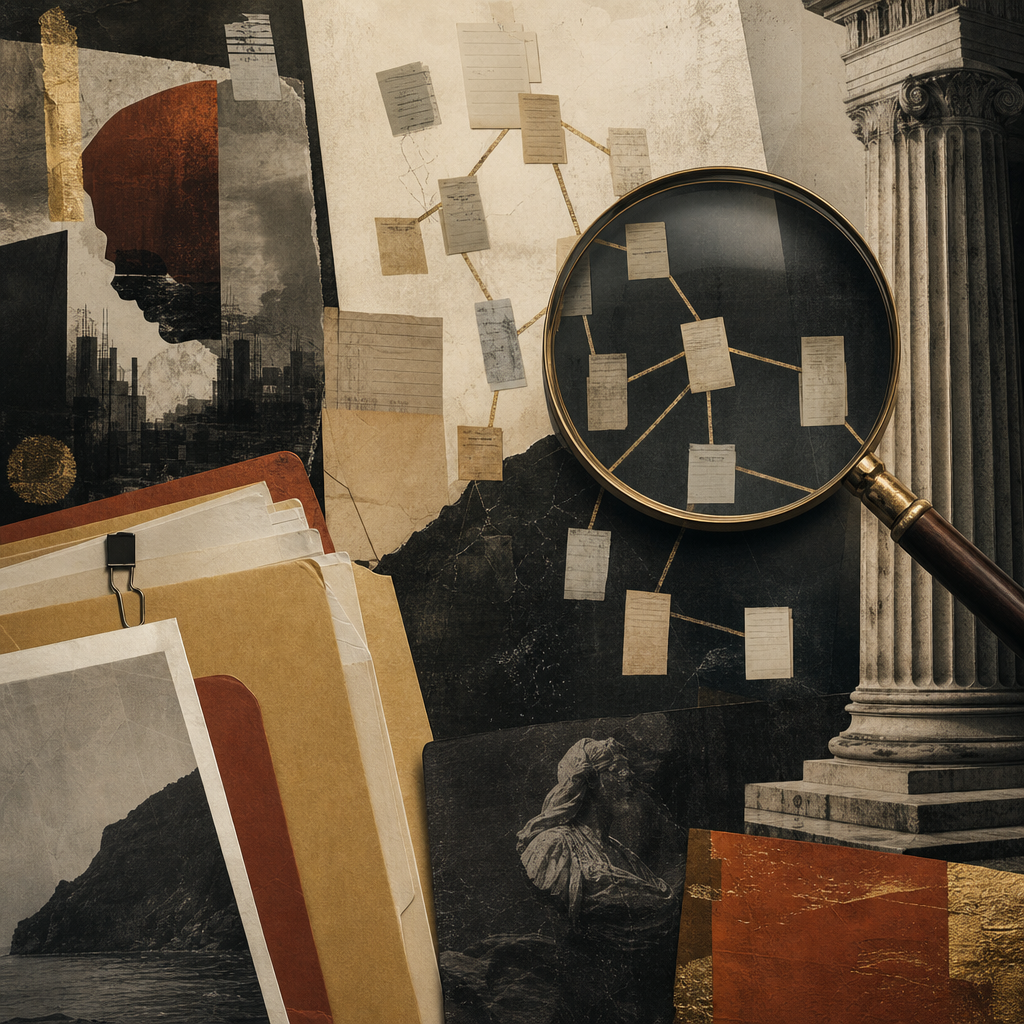 Documents and connected financial paths representing the Stratos, REZI, and WebBank investigation.